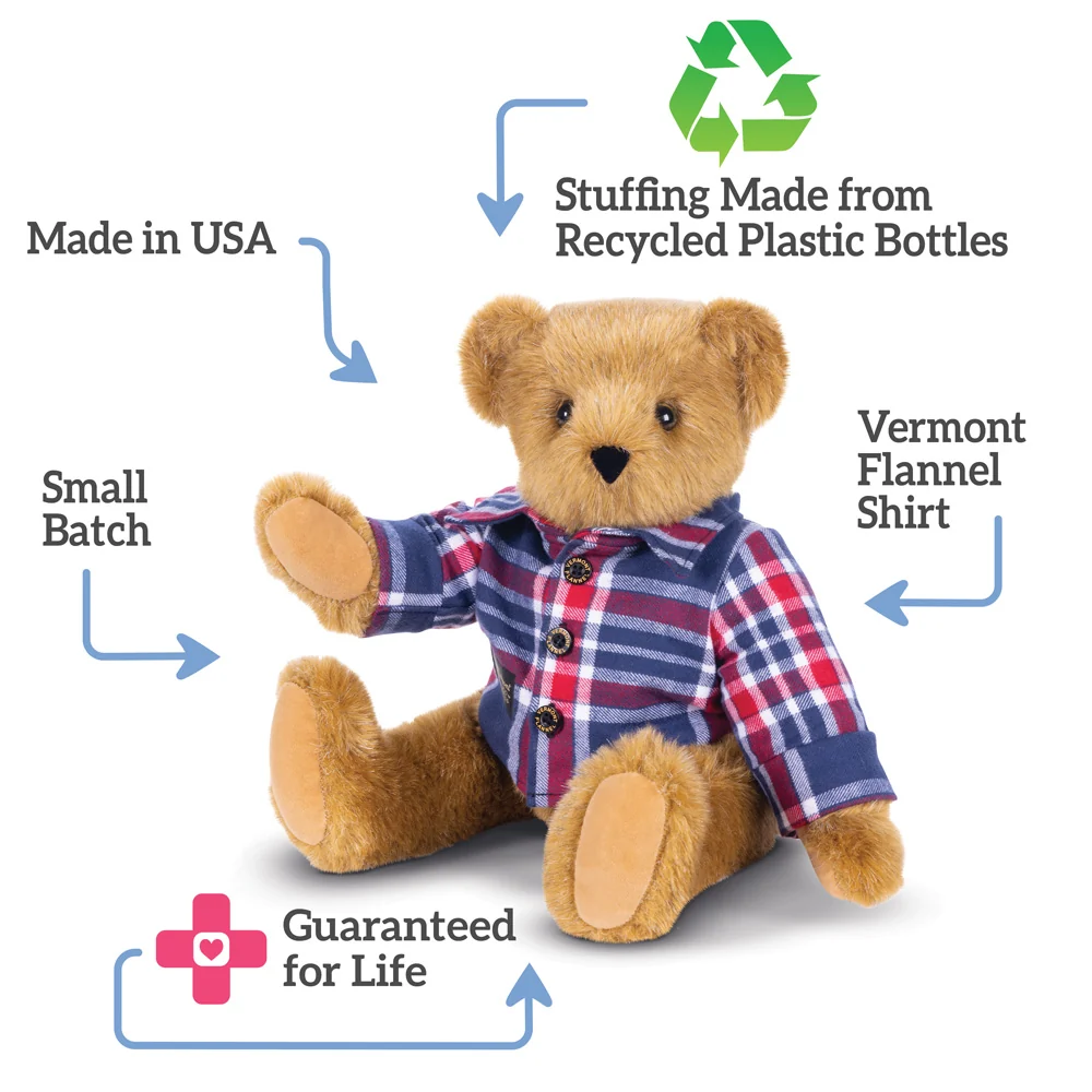 15 In. Vermont Flannel Bear. Liberty Plaid - Image 3