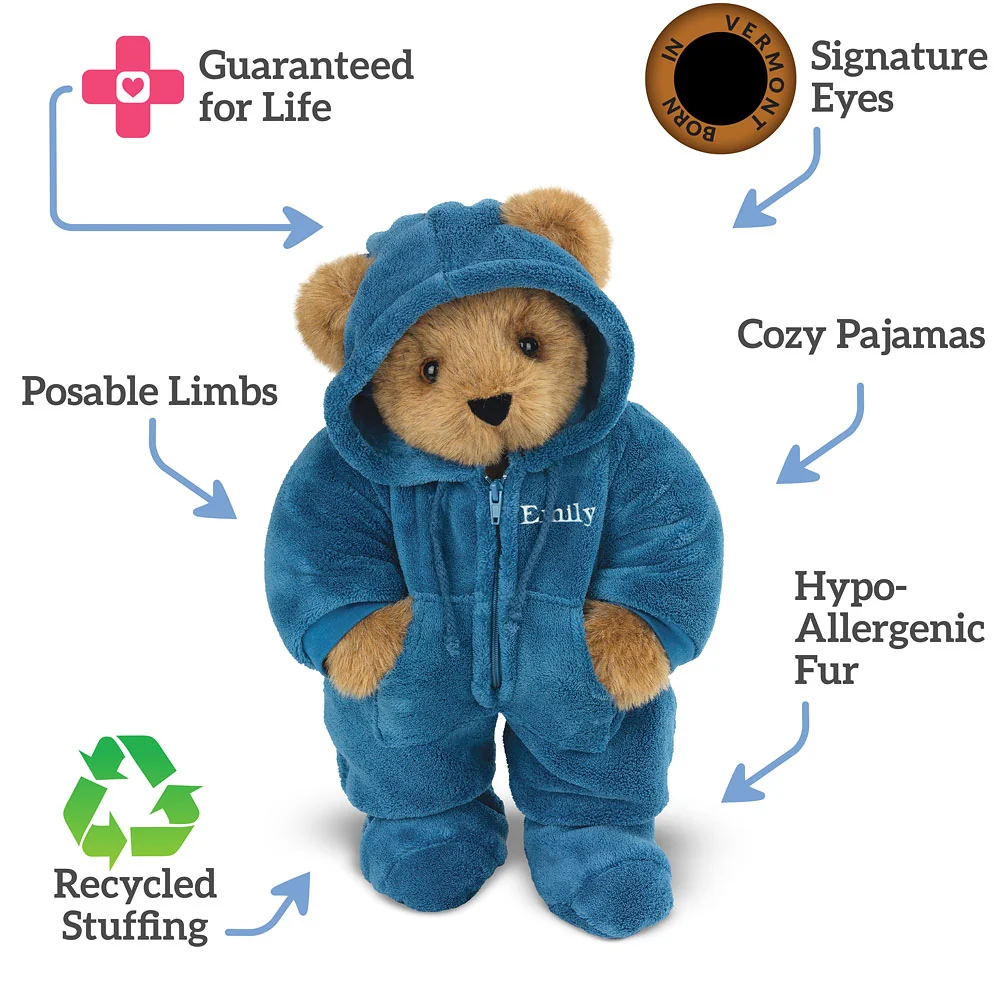 15 In. Hoodie-Footie Bear. Blue - Image 2