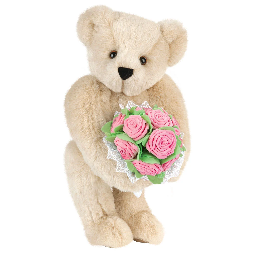 15 In. Pink Rose Bouquet Teddy Bear - Image 4