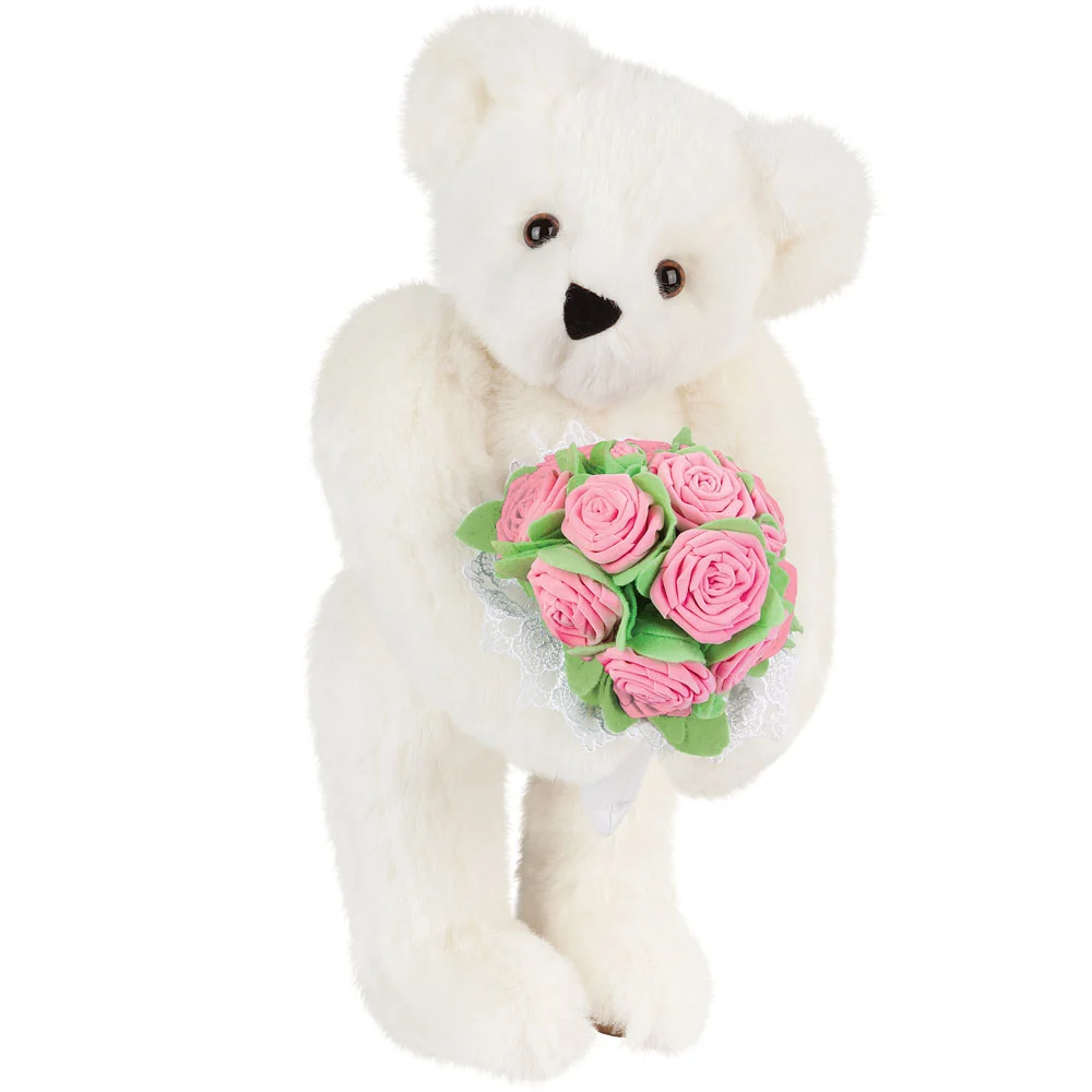 15 In. Pink Rose Bouquet Teddy Bear - Image 5