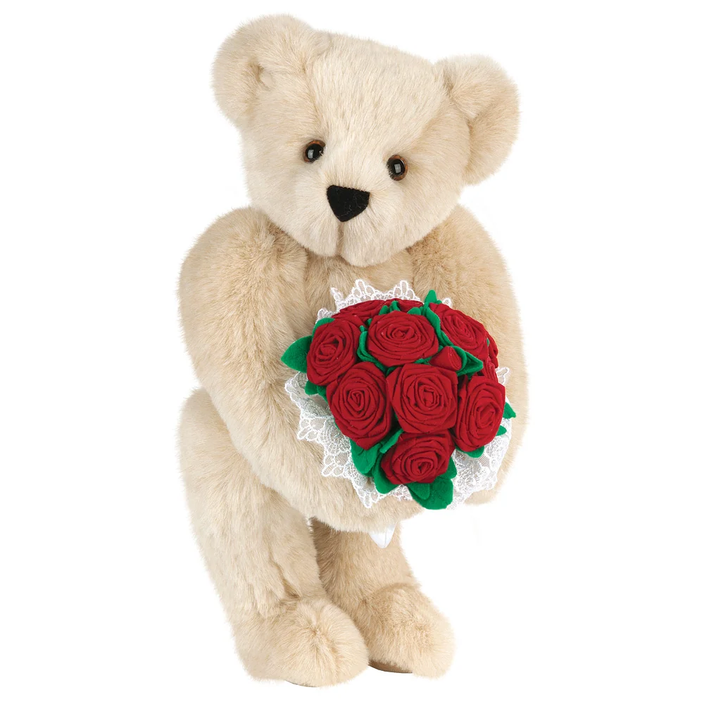 15 In. Red Rose Bouquet Teddy Bear - Image 4