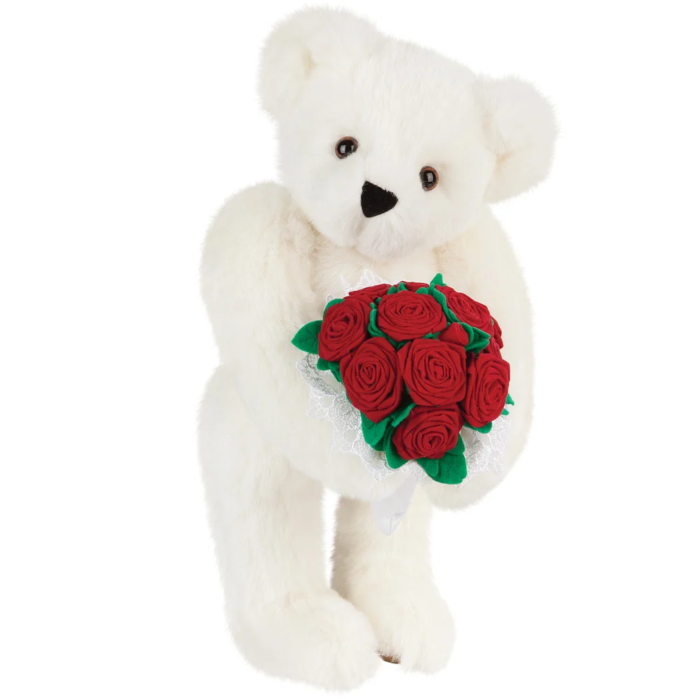 15 In. Red Rose Bouquet Teddy Bear - Image 5