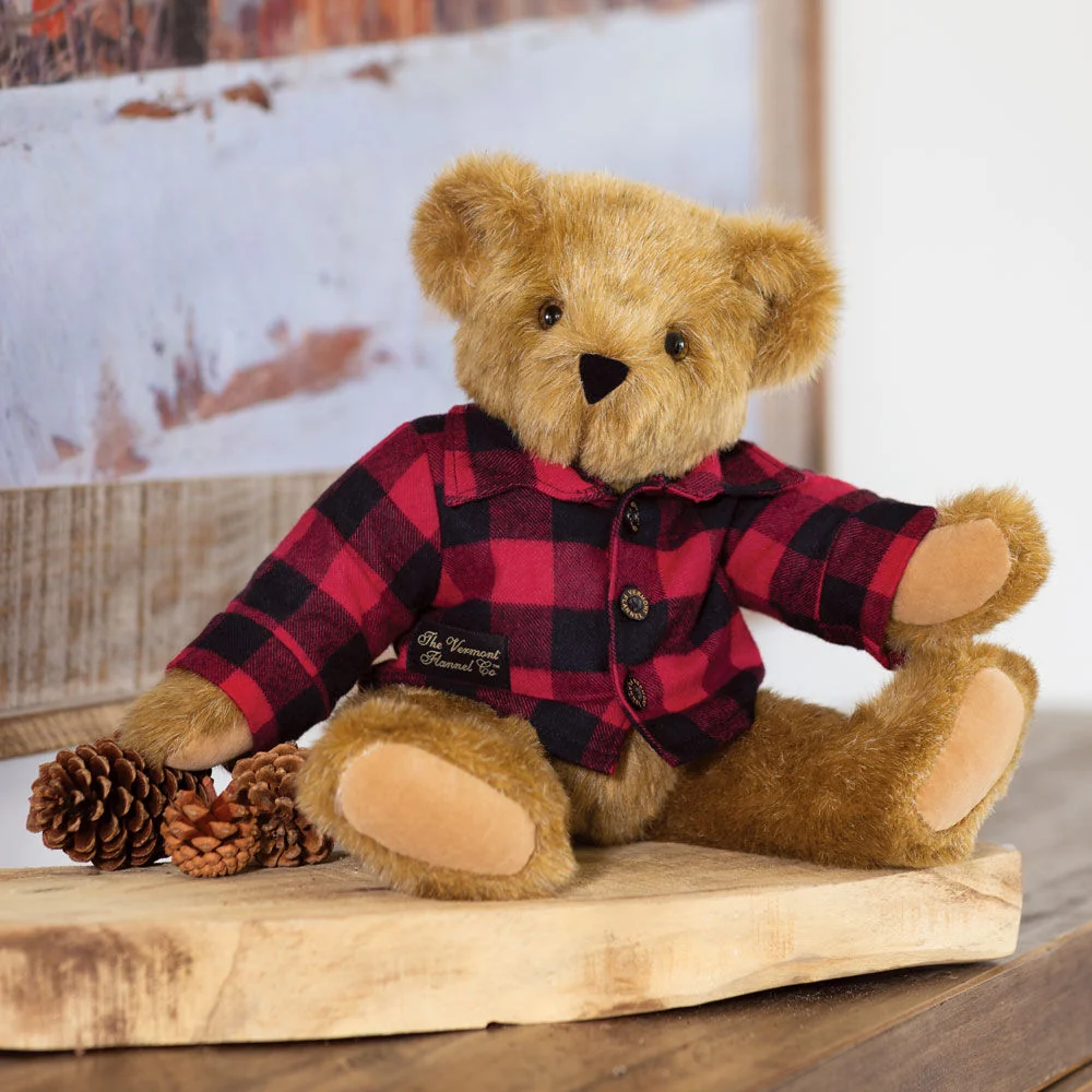 15 In. Vermont Flannel Bear. Red Buffalo Plaid - Image 3